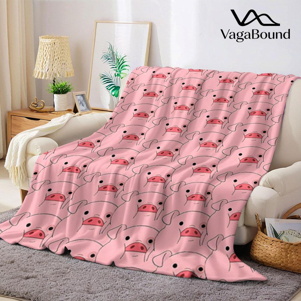 Cute Pink Cartoon Pig Printed Blanket Suitable for Sofas Beds Offices Travel Camping Chairs Warm Plush Blanket
