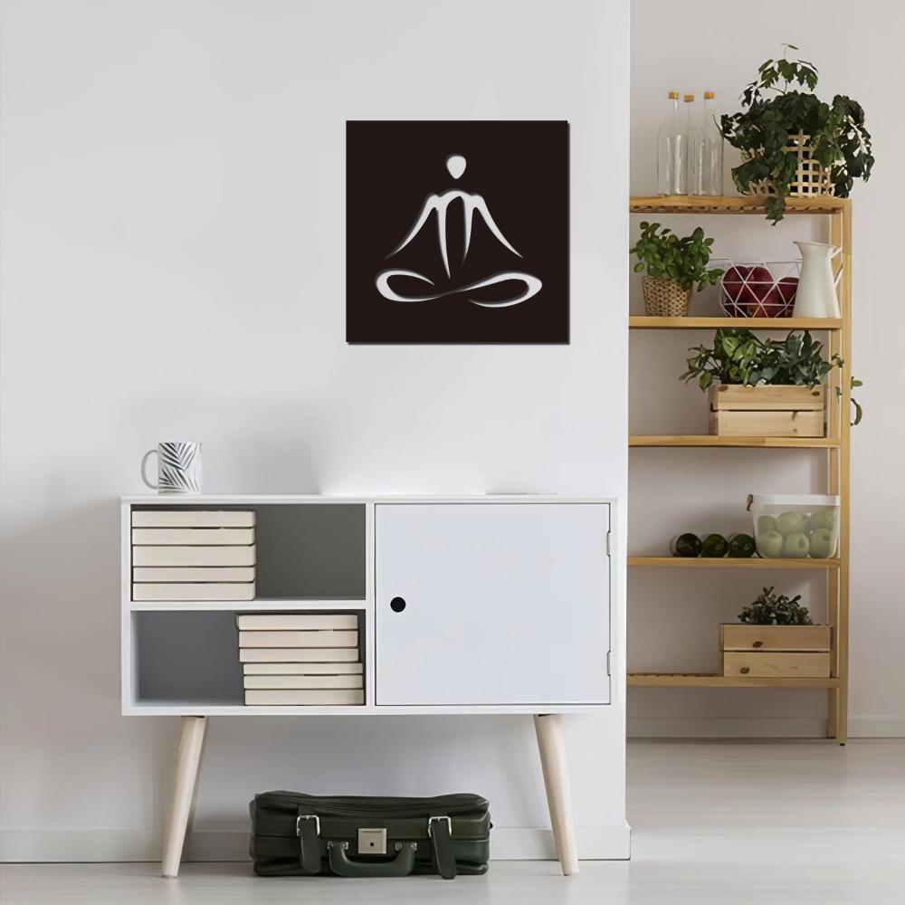 1 Stück Meditationswandkunst-Dekor, Meditierender Mann, Metall-Silhouette, Wanddekoration, schwarze Wandkunst, Metalldekor, Kinderzimmer-Schlafzimmer-Dekor
