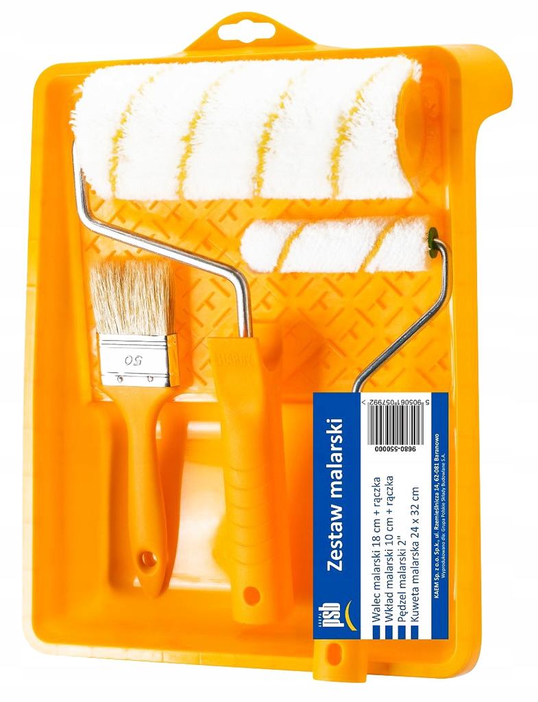 Painting set: 2 rollers, brush and tray 24x32 cm
