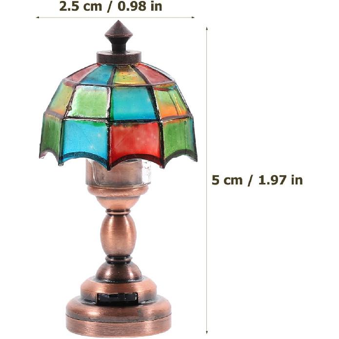 EXCEART 1 Pc 1:12 Scale Dollhouse Desk Lamp Miniature Dollhouse Lampshade DIY Dollhouse Lampshade with LED Light for Dollhouse Micro Landscape