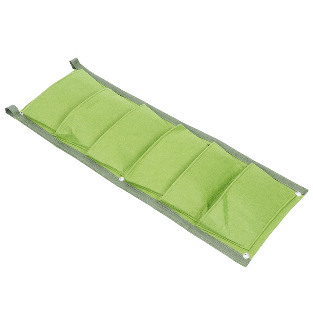 6 Taschen Vertikale Pflanzen Anzuchtsäcke Behälter Wandhängender Pflanzkasten für Außengarten Grün