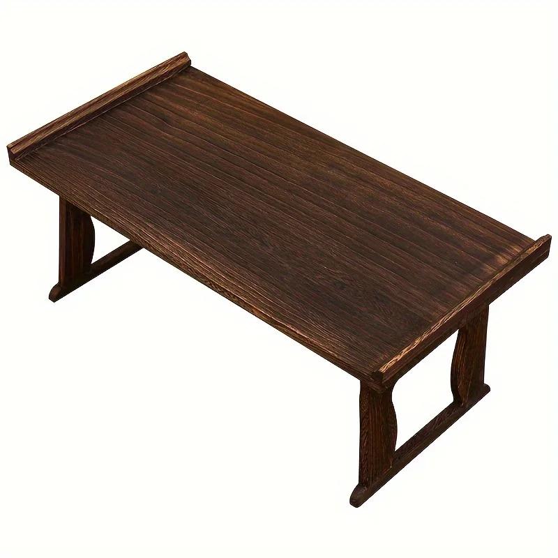 Wooden Japanese Table Small Coffee Table Bay Window Meditation Altar Low Sitting On the Floor Bed Table Tray Foldable Legs
