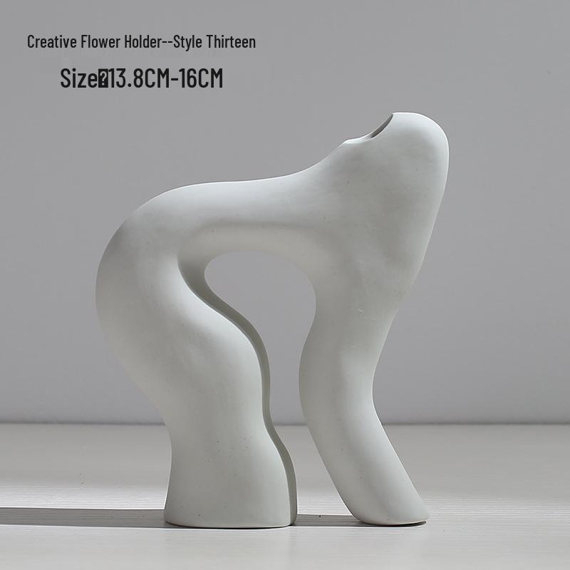 Nordic Style Ceramic Vase for Dried Flowers - Minimalist Creative Hydroponic Flower Container for Living Room Decor