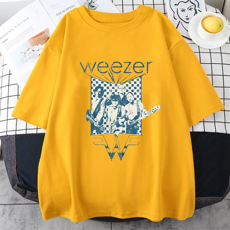 Maglietta Weezer Vintage Maglietta Harajuku Donna Uomo Manica Corta Moda Casual Girocollo Top in Cotone Tendenza Streetwear Unisex Maglietta Top