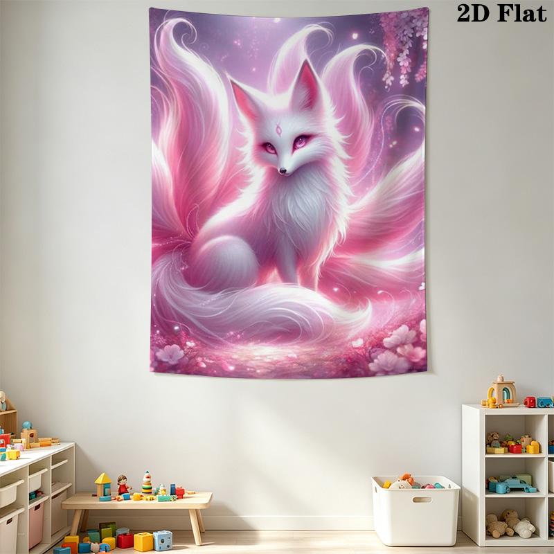 Elegant Pink Fox Pattern Home Decor Tapestry, Wall Hanging, Decorative RV Wall Cloth.ZGT0914434