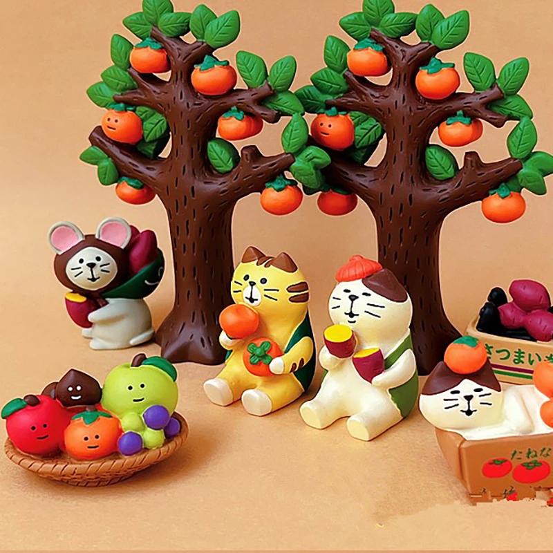 Japanese Ornaments Autumn Harvest Chestnut Series Japanese Photo Props Miniature Resin Gift INS Cat Collection Small Ornaments