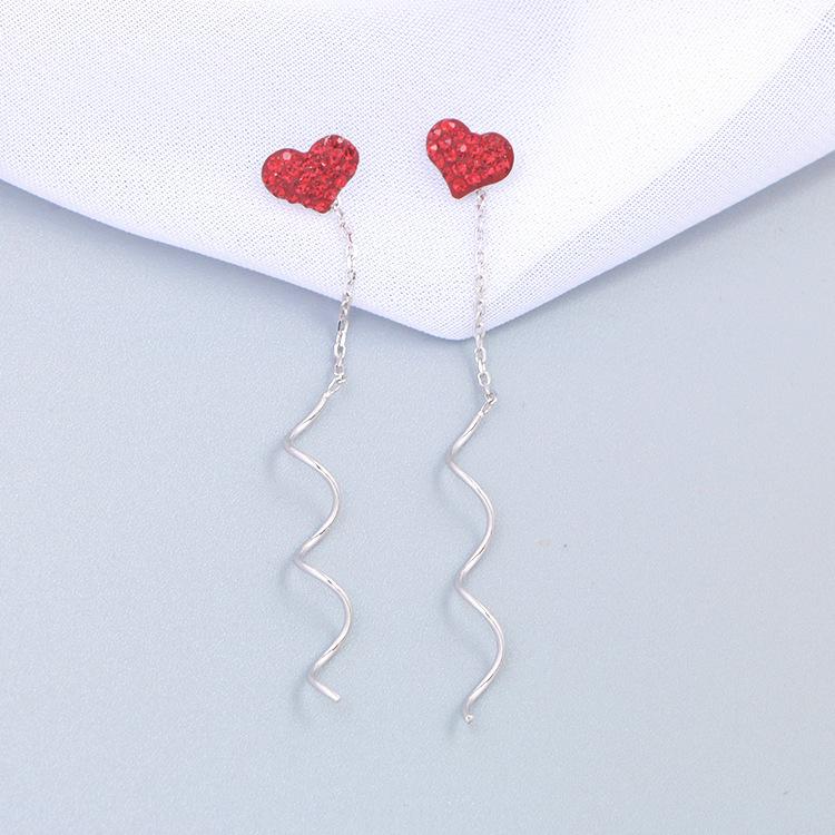 Love Spiral Fringed Fairy Niche Earrings Female Korean Version New Ins Fashionable Heart-shaped Full Diamond Earrings