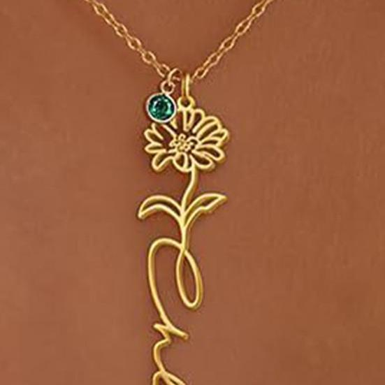 Birth Flower Necklace Women Flower Pendant Necklace Birth Month Flower Necklace Mother's Day Birthday Gift for Mom Sister Best Friend Her