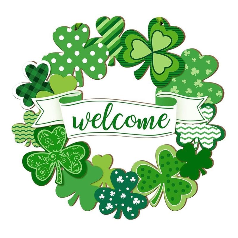 Shamrock Decoration For Patrick's Day Parties With Wooden Frame And Green Leaf Festival Spring Accessory