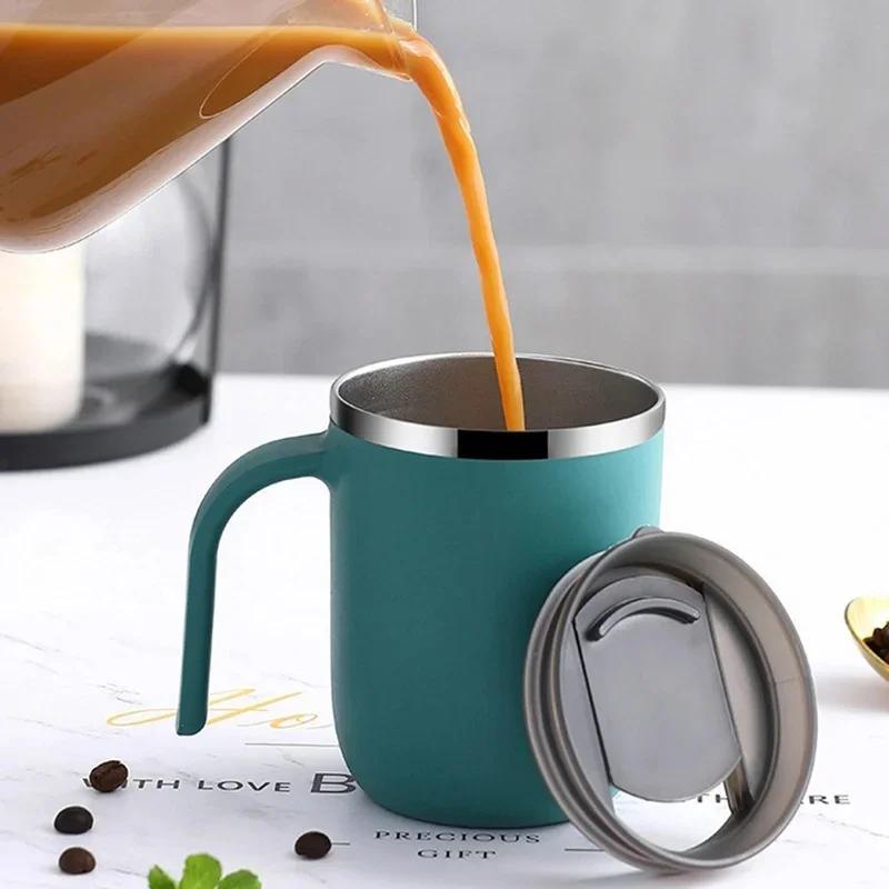 Stainless Steel Mug Simple Coffee Cup Insulated Large Capacity Milk Container Heat  Environmental Friendly