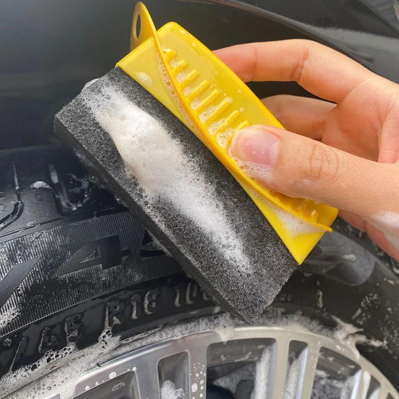 Car Wheel Polishing Waxing Sponge Brush With Cover ABS Washing Cleaning Tire Contour Dressing Applicator Pads Detail Accessories