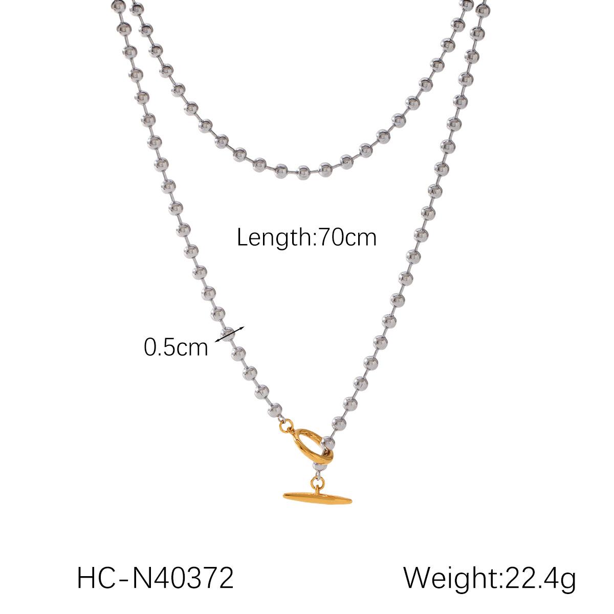 Titanium Steel Two-Tone Ring Clasp Spherical Pendant Necklace Women s Unique Design Choker Chain Accessory