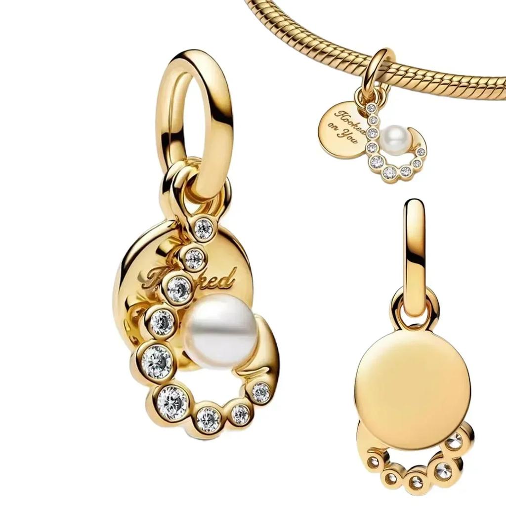 Originala berlocker i koppar Havspärlor Snäcka Bläckfisk Klämma Blompärlor För Halsband Gör-det-själv Armband Present Smycken