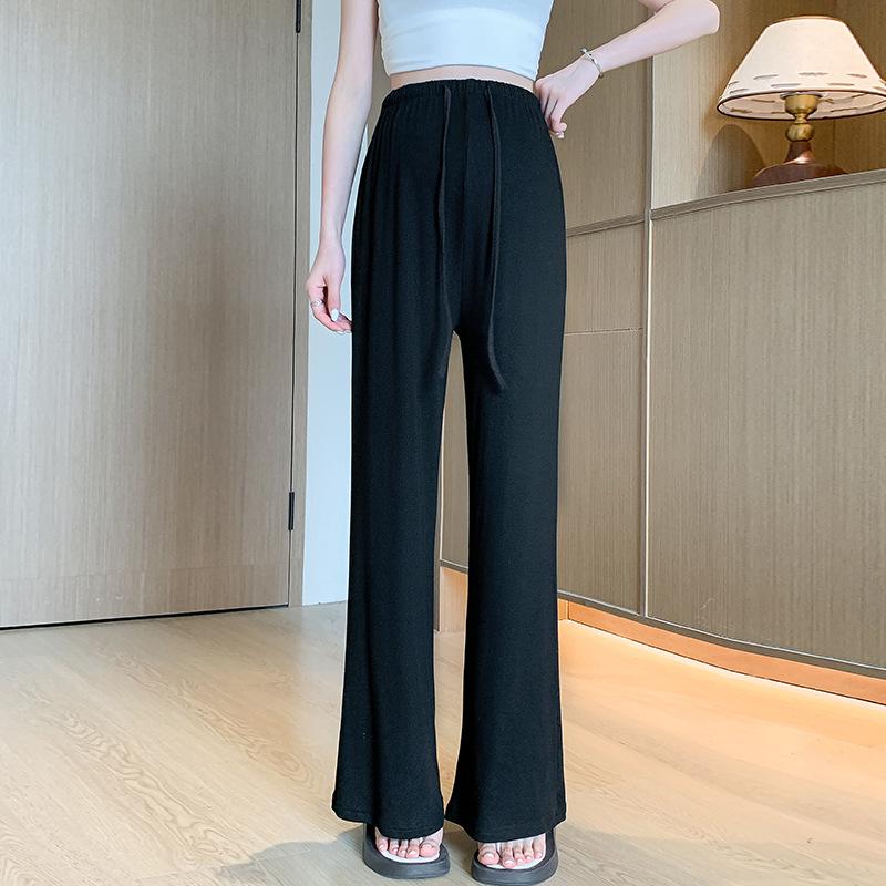 2026 High-Waisted Wide-Leg Maternity Pants: New Summer Loose Straight Fit for Petite Women Medium