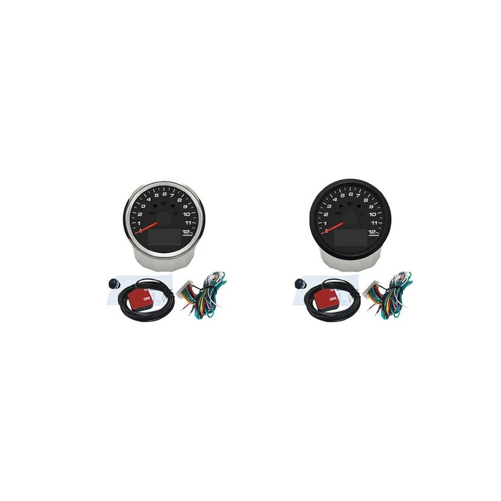 85mm GPS Speedometer 0-299km/h MPH with 0-12000RPM Tachometer High Beam Turn Light Oil Pressure for Motorcycle Car 12V 24V