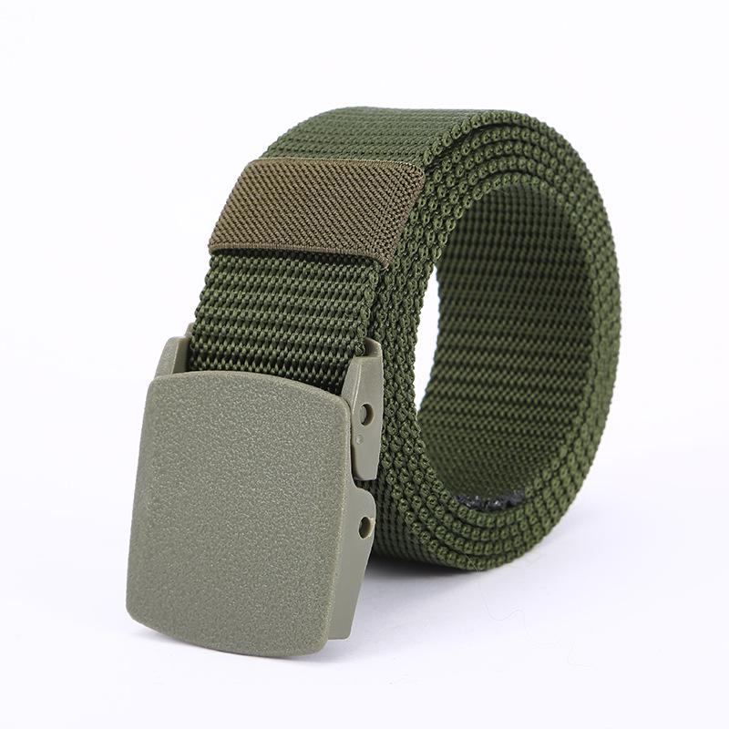 

Unisex Canvas Belt with Automatic Buckle - Military Training, Casual Jeans, No-Metal Design 120 cm армия зеленый