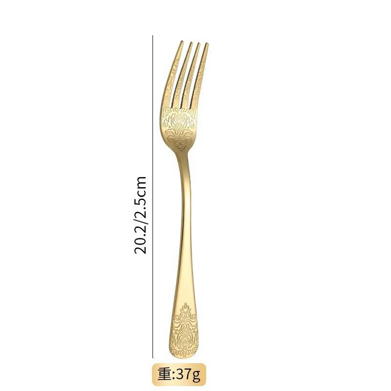 Light luxury pattern stainless steel western food tableware steak knife fork spoon retro mirror set