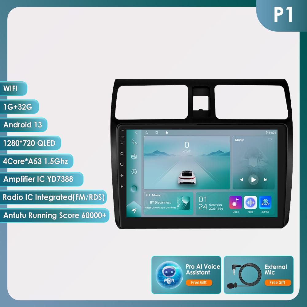 OSSURET Carplay 4G 2 Din Android 13 Car Multimedia Player for Suzuki Swift 2005-2010 Navigation GPS AutoRadio Stereo DSP BT SWC DVR Cam