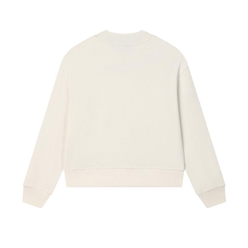 FILA White Series Casual Comfortable Knit Pullover Long Sleeve Sweatshirt Women sweatshirt Ice-White F11W513201F-IV