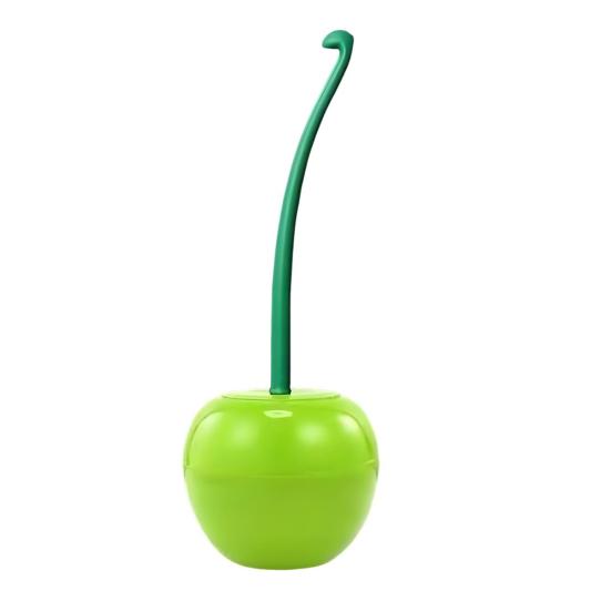 Toilet Brush Set with Base Cherry Shape Ergonomic Non-Slip Handle Bright Color Bathroom Cleaning Brush