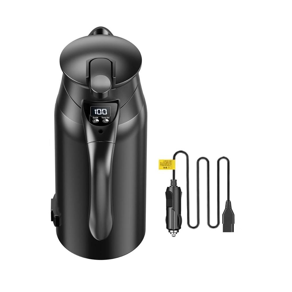 HOYZHDQ Car Electric 800ml Large Compatible with LCD 304 Stainless Japanese Instruction Manual Included Kettle, Capacity, DC12V-24V, Display, Steel,