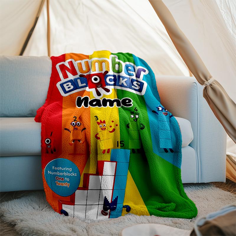 Personalized Custom Name Blanket - Numberblocks Print Design,Blanket for Sofa,Bed,Travel,Camping - Soft and Warm, Great Gift