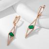 Full Paved Hollow Green Zircon Long Pendant Earrings Trendy Golden Elegant Women Jewelry Keep Color