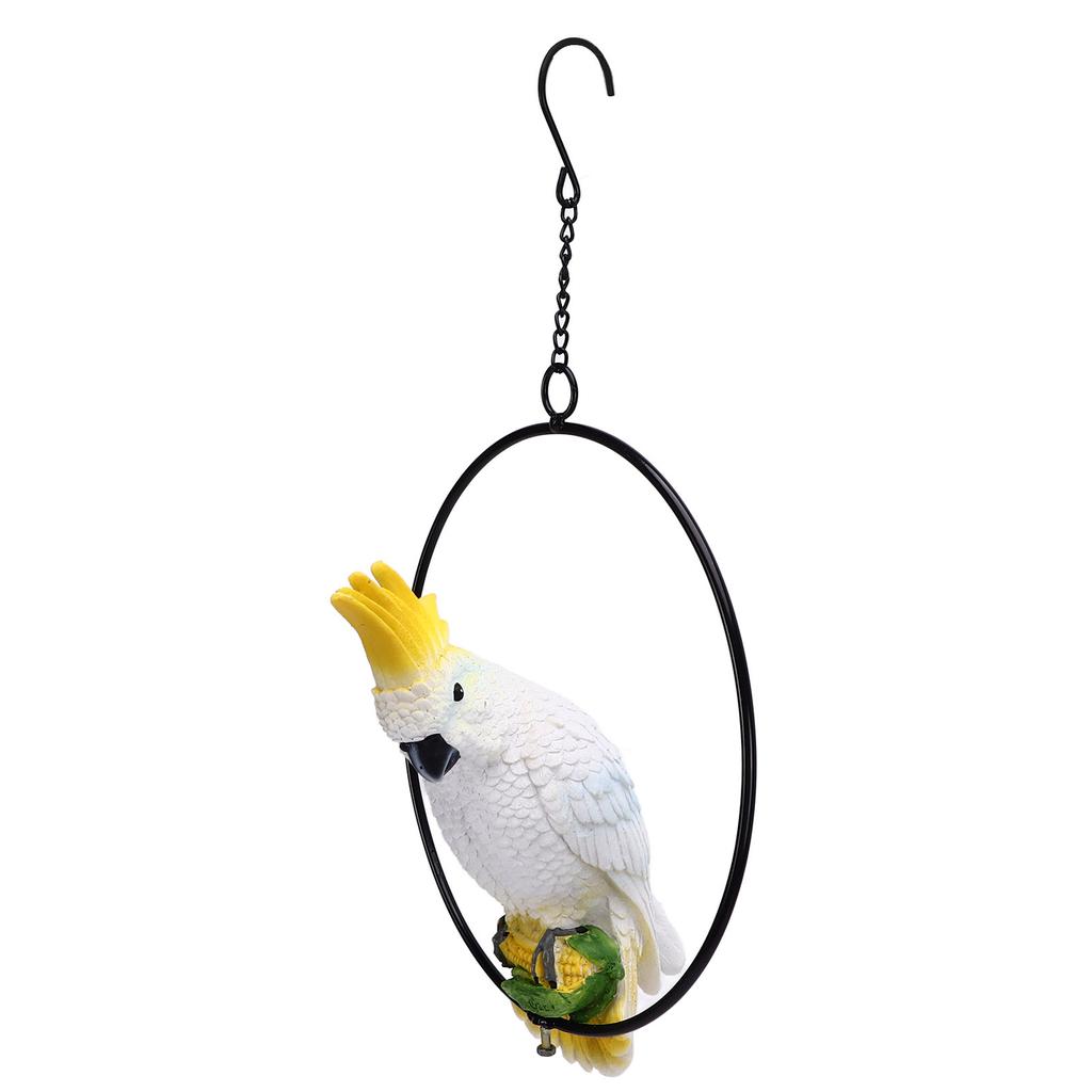 Iron Ring Parrots Decor Bright Texture Waterproof Iron Ring Parrots Resin Pendant Crafts