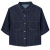Denim Shirt Jacket for Women Short Sleeve Spring and Summer New Short Top Small Blue Shirt
