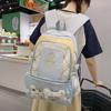 Embroidered Cute Dog Color Blocking Design Student Backpack With Pendant Plush
