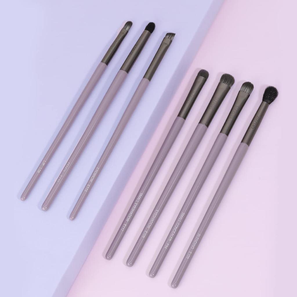 SIXPLUS Wisteria Series Eyeshadow Brush Set of with Cosmetic Pouch 7, Ultra-Soft, Portable, Purple,