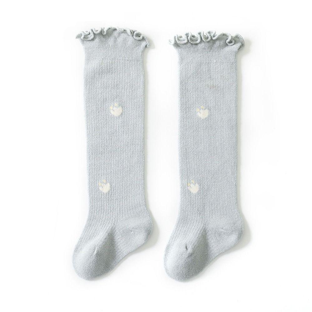 New Summer Ruffle Knee Socks Solid Color Mesh Long Stockings Elastic Breathable Baby Socks Toddler