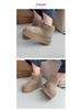 Women's Thick-Soled Snow Boots, Leather & Fur, Height-Boosting, Wool-Lined, Short Winter Boots.