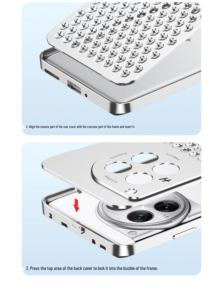 OnePlus 12 Honeycomb Metal Phone Case with Heat Dissipation and Spring Buckle