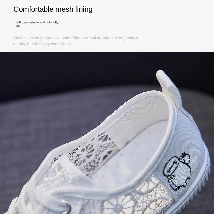 Lace Breathable White Shoes for Women Summer New Korean Style Student Mesh Canvas Shoes Flat Shoes