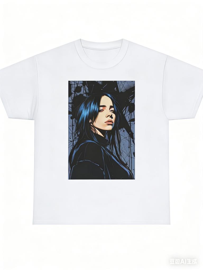 Billie Eilish Summer UNISEXs Womens Popular Tshirt Pattern Round Neck Daily Casual Style Fan Support Cotton Clothing