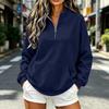Damen Colorblock Halbreißverschluss Langarm Pullover Sweatshirt mit Taschen Lockerer Schnitt