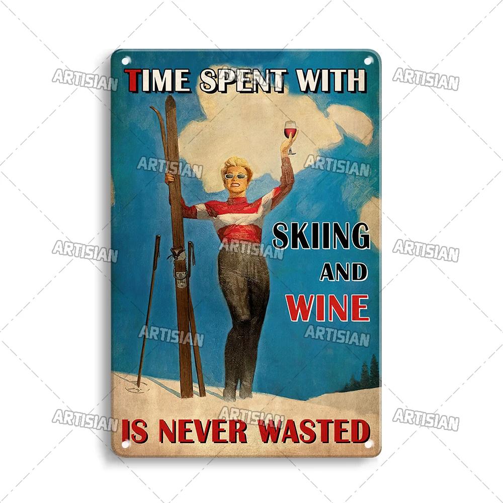 АРТИЗАН Классические Лыжи Металлический Постер Винтаж Спорт Металлическая Жестяная Табличка Настенная Тарелка Мужская Пещера Дом Клуб Металлическая Табличка Индустриальный Декор 20x30cm