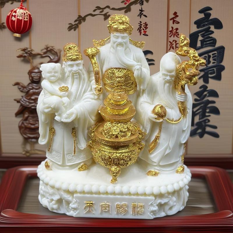 Fu Lu Shou sculptures and Figurines Chinese Mythological Figures Home Room Office Wealth Luck Feng Shui Decor Gift