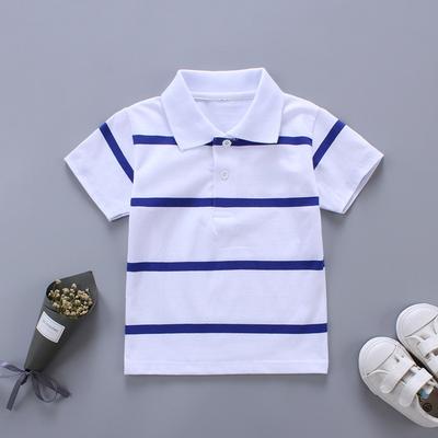Summer Children's Clothing Boys and Girls Short Sleeve Striped Embroidered T-Shirt Children's Summer Top Baby Clothes
