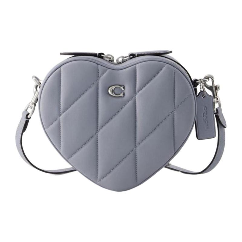 COACH Heart 19 Gold Letter Logo Quilted Leather Heart Shoulder Crossbody Bag Small Women s Lilac золотой