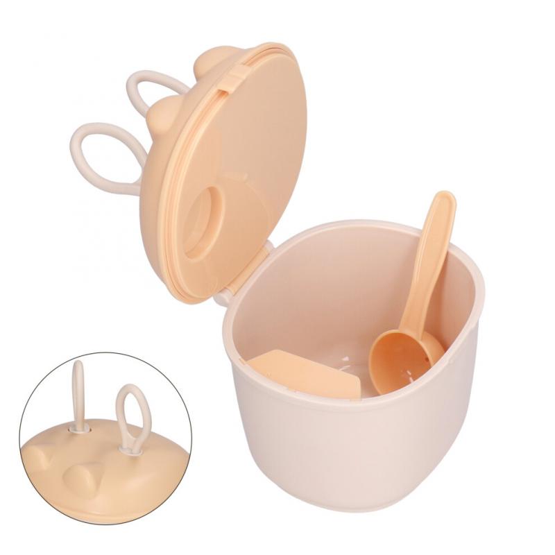 Portable Baby Milk Powder Box Bunny Ears Shaped Food Snack Storage Sealed PP Box With SpoonYellow