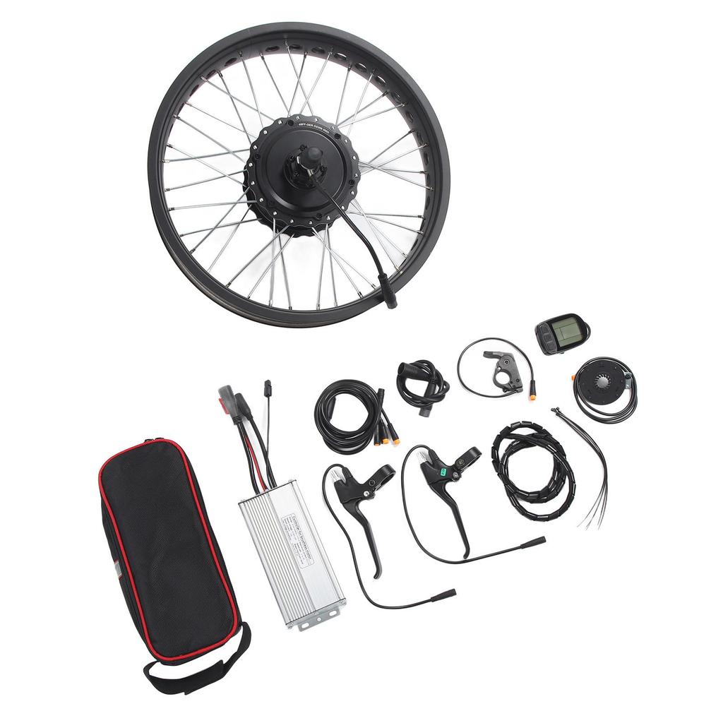 48V 750W Electric Bike Conversion Kit 20in Rear Wheel Electric Bicycle Hub Motor Kit with Controller LCD5 Panel Brake