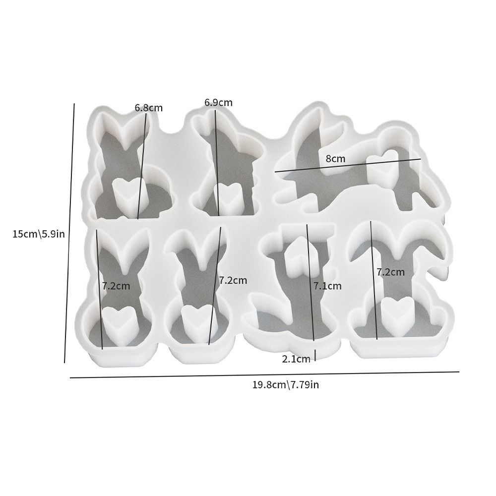 Standing Heart Bunny Candle Mold 7 Hole Bunny Cake Mold  Home Table Ornament
