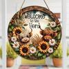 Sunflower & Highland Cow Wooden Hanging Sign - Farmhouse Welcome Door Decor for Indoor Outdoor Porch Housewarming Gift