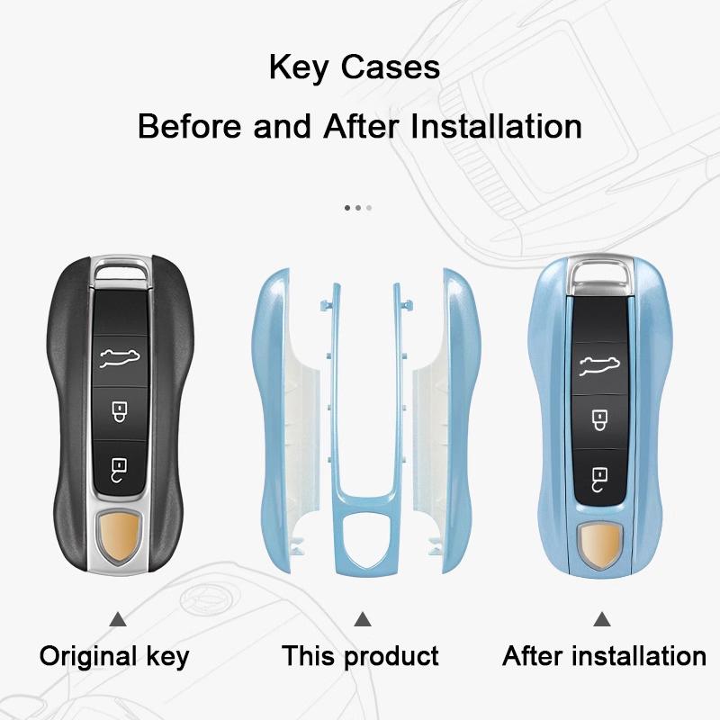 Car Key Paint Case Bordeaux Red Shell Replacement for Porsche Cayenne Mancan Panamera 911 718 Boxster Cayman Taycan 2010-2024