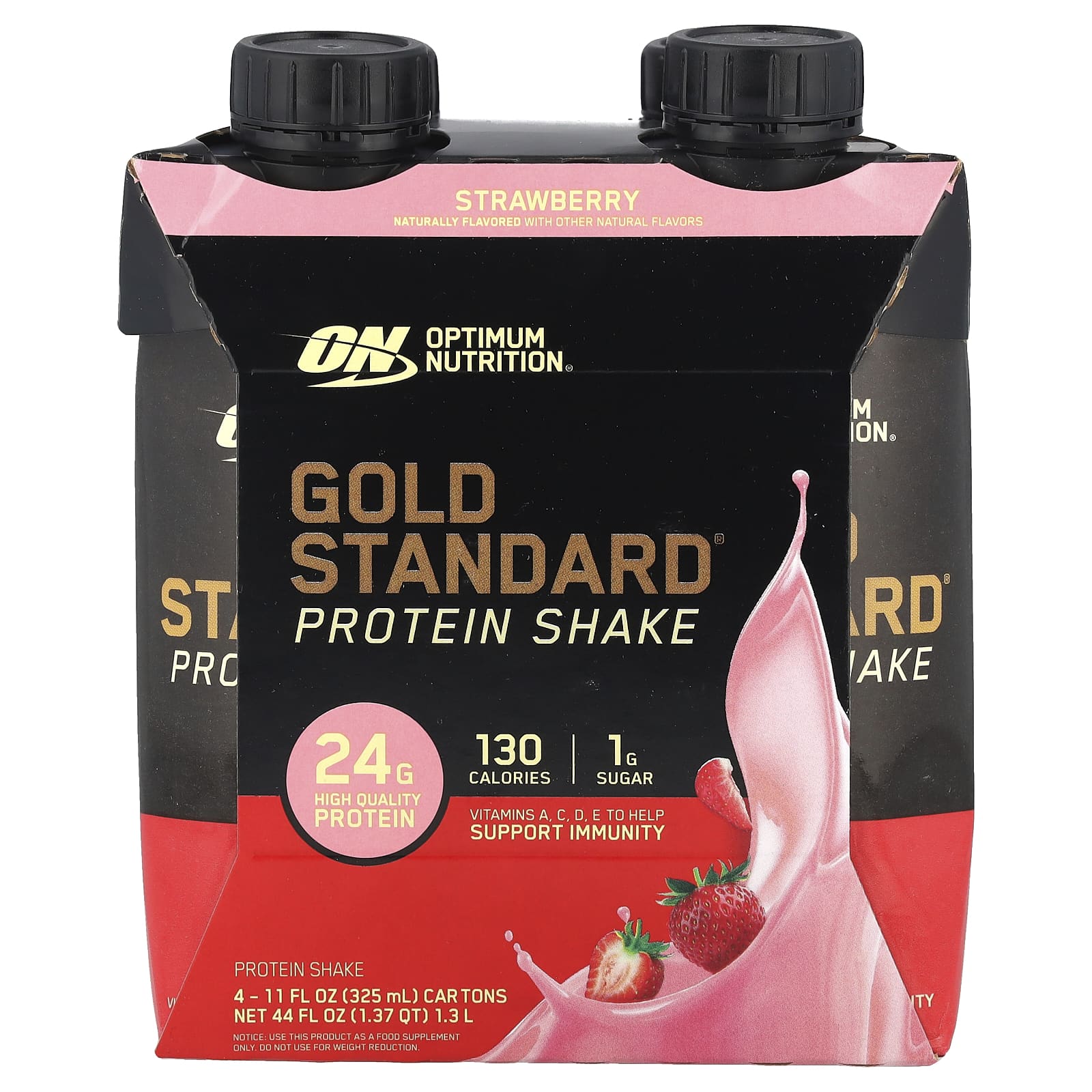 

Gold Standard® Protein Shake, Strawberry, 4 Pack, 325 Ml (11 Fl Oz) Each