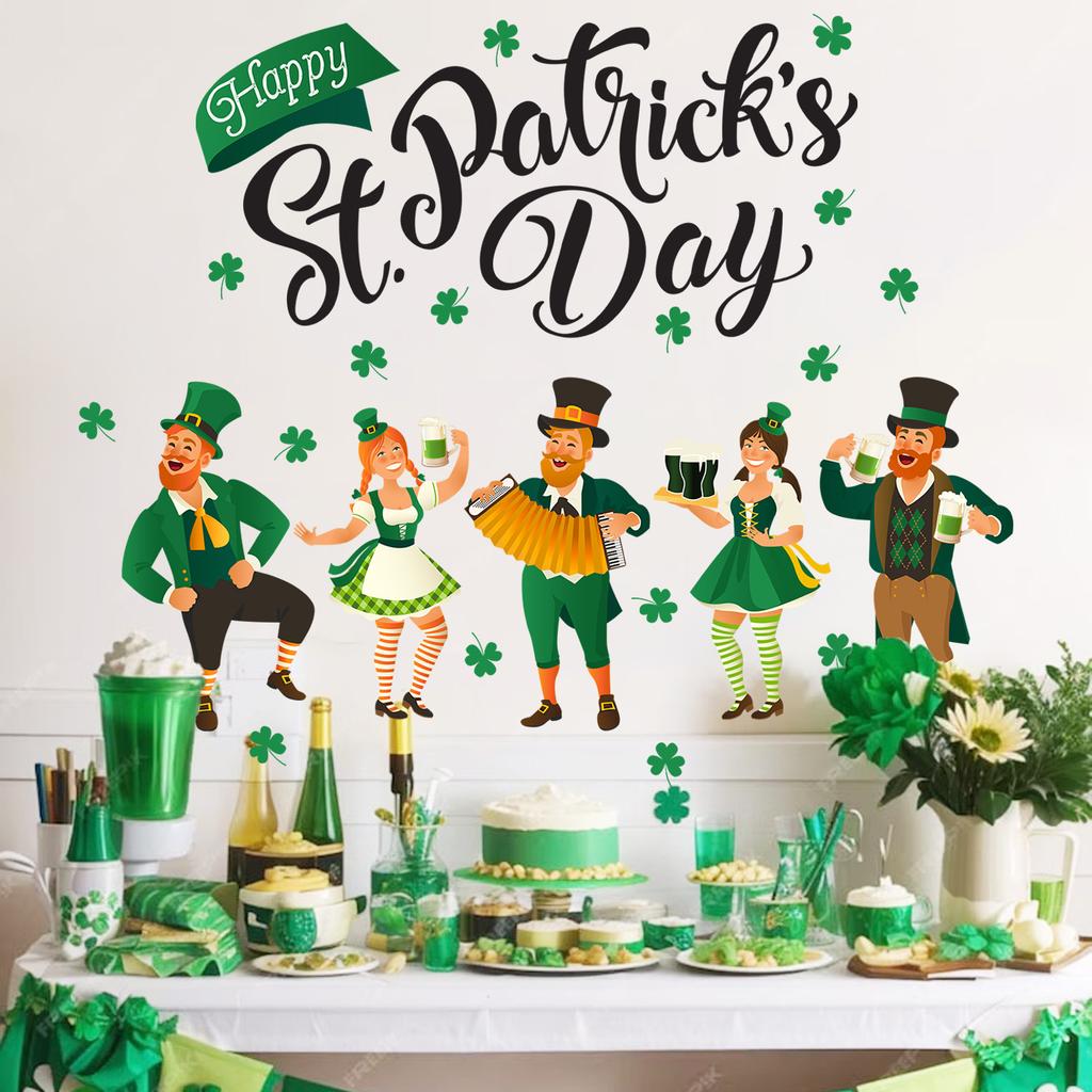 St. Patrick's Day Clover Letter Bedroom Living Room Study Room Holiday Decoration Beautification Stickers