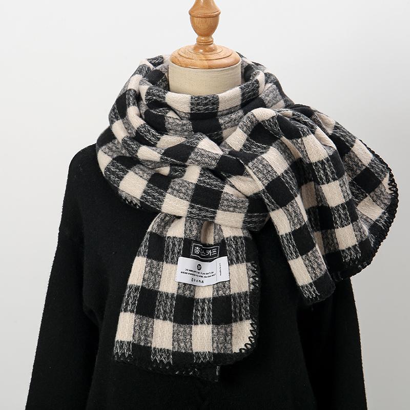 Retro Plaid Printed Pashmina Shawl Scarf For Woman Winter Warmer Scarves Korean Style Neckerchief Christmas Gift Muffler