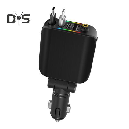 

Выдвижное автомобильное зарядное устройство 120 Вт, 4 порта USB C, автомобильное зарядное устройство, адаптер для iPhone, многофункциональное автомобильное зарядное устройство для Android чёрный